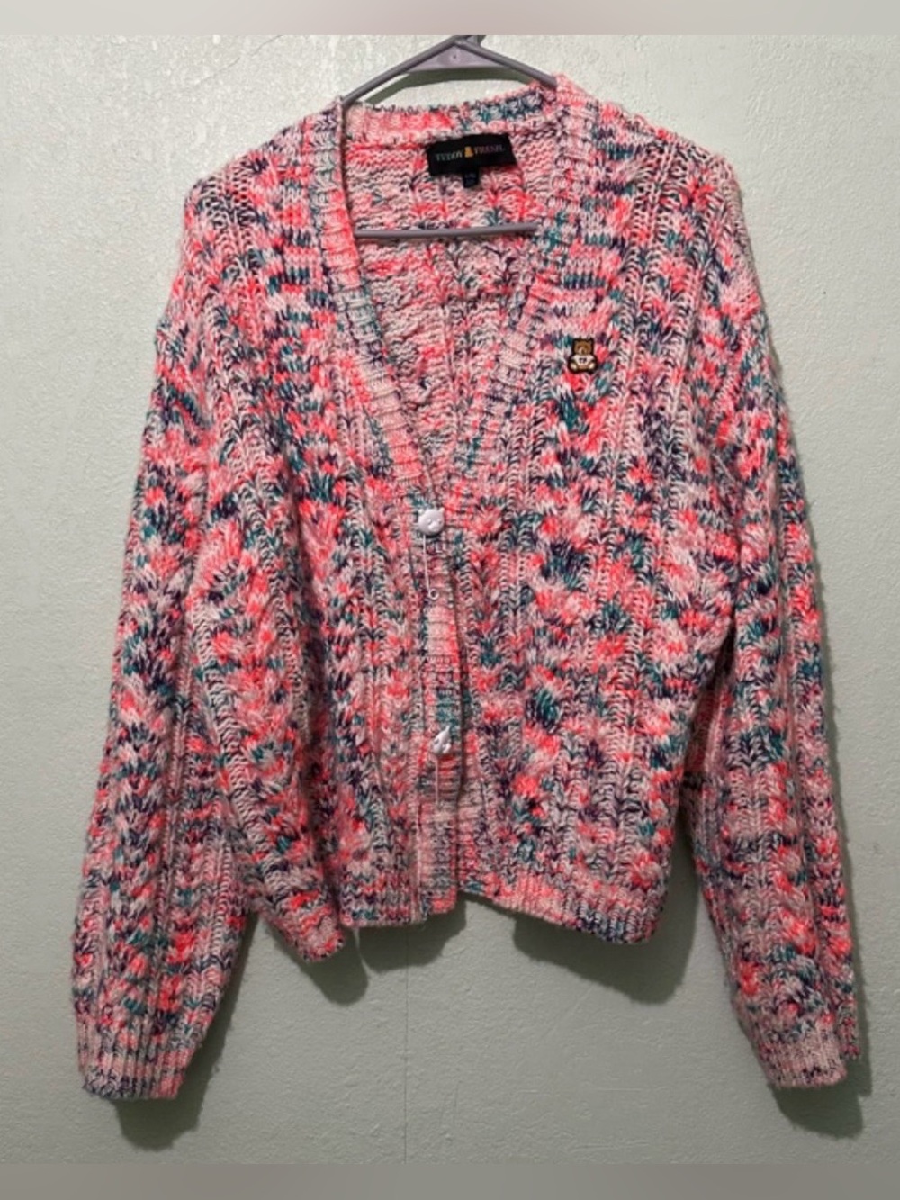 Teddy Fresh Cable Knit Tie Cardigan
Pink Size L/XL